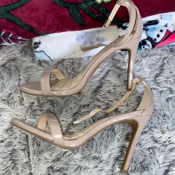 🛍️last call or donating🛍️Lulus Elise sz 8 tan patent sandal heels tan/blush - Picture 4 of 10